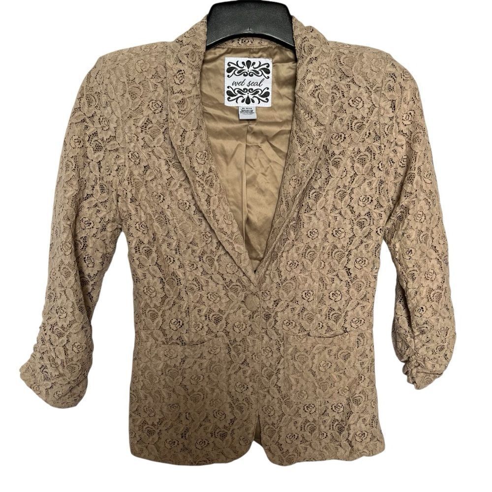 Wet Seal Women's Beautiful Lace Beige Blazer Lined Size Large
